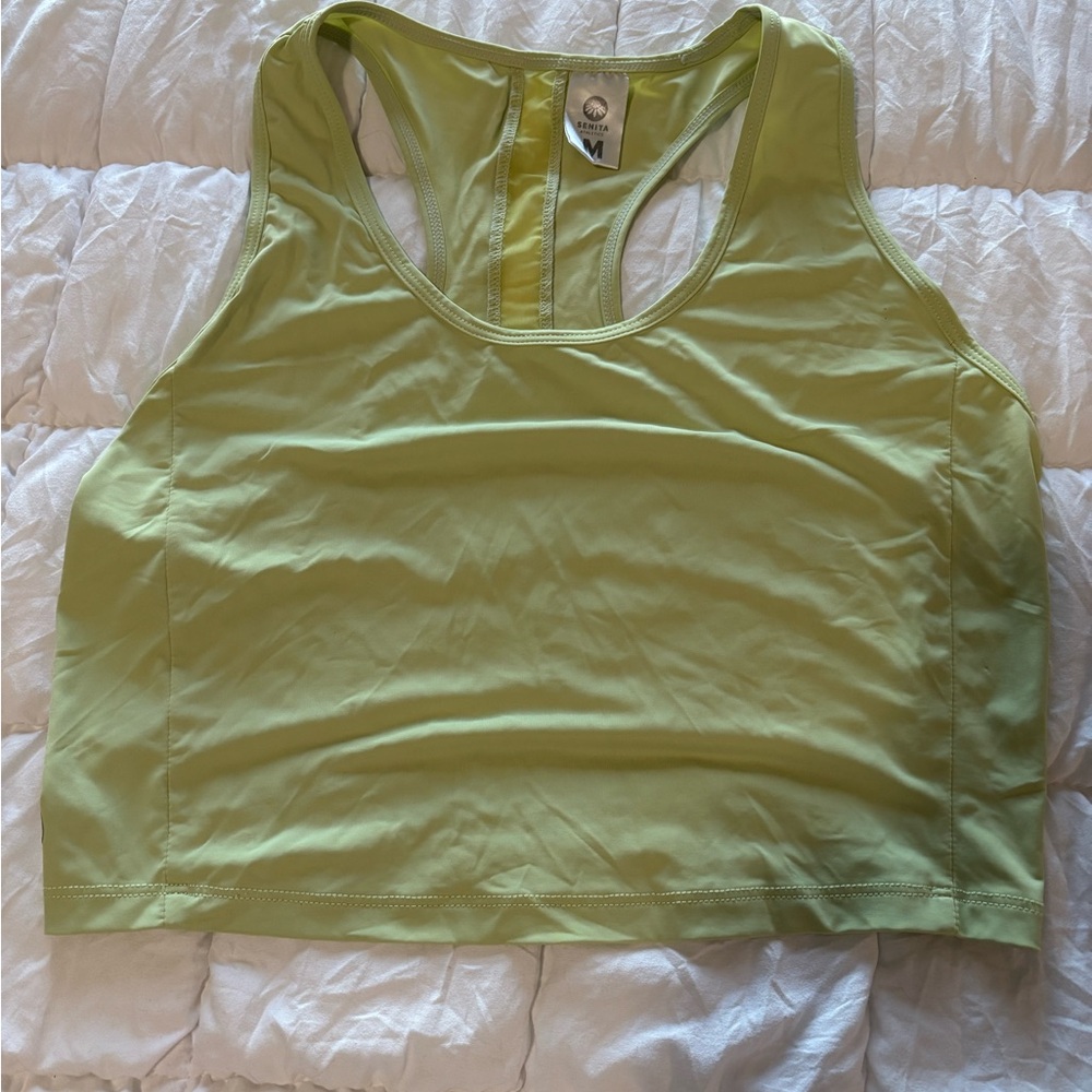 Senita Crop Top - “Matcha” green with mesh detail on back